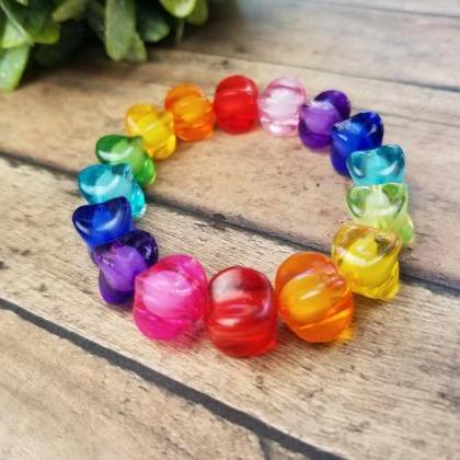 Rainbow Bracelets, Colorful Bracelet, Chunky..