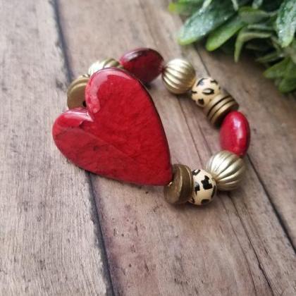 Sweetheart Bracelet, Red Gold Heart Bracelet,..