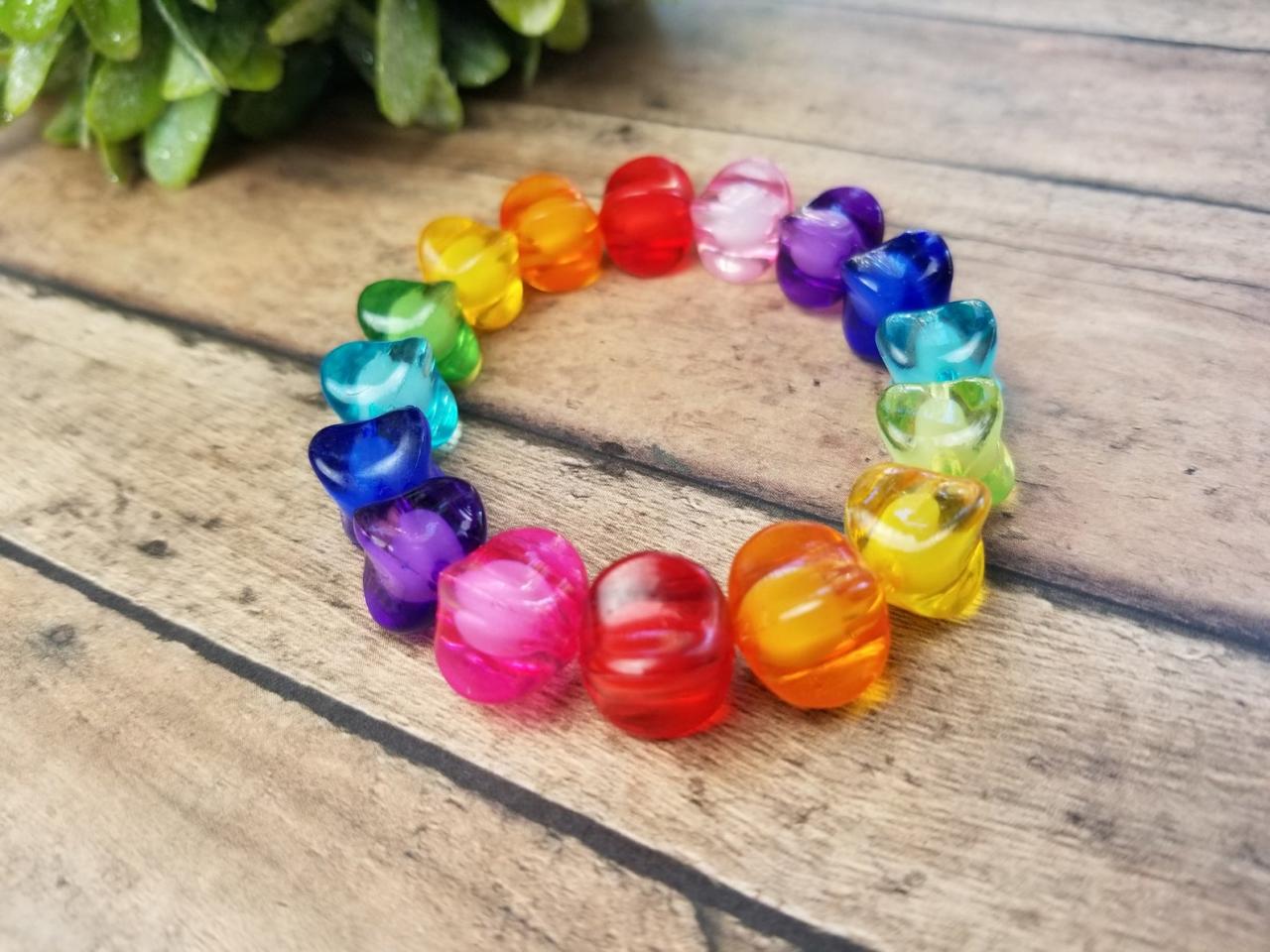 Rainbow Bracelets, Colorful Bracelet, Chunky Rainbow Bracelet